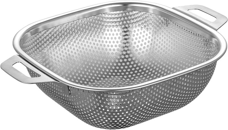 FENNEC MART Premium Stainless Steel Colander Handle Strainer for Washing Grains, Fruits, Veggies, and Pasta in The Kitche (24cm*24cm) - Image 1
