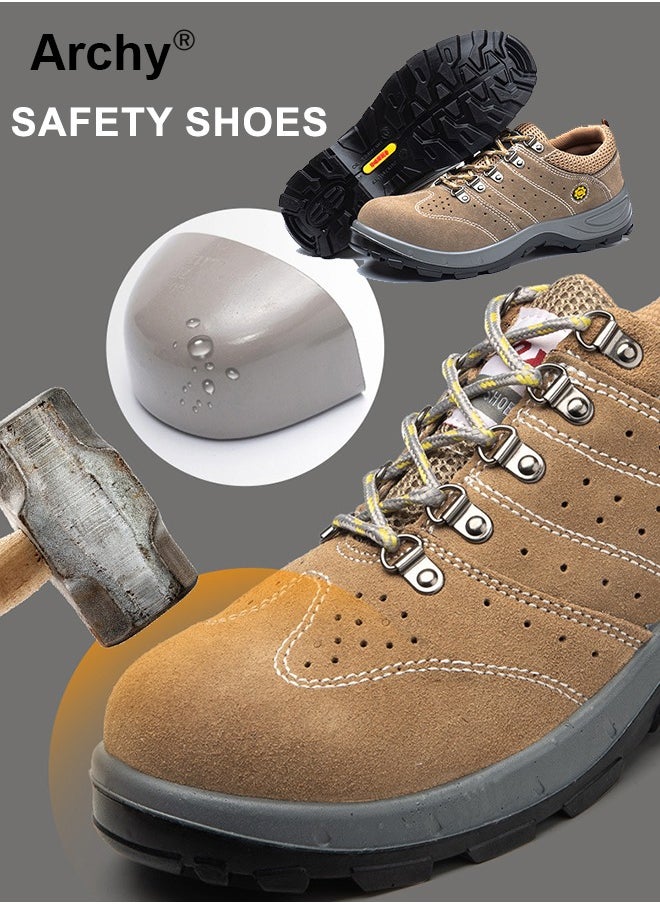Archy Men's Steel Toe Outdoor Work Shoes Anti Smashing Safety Shoes Steel Closed Toes Breathable And Puncture Resistant Labor Protection Shoes  - Image 1