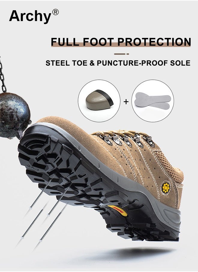 Archy Men's Steel Toe Outdoor Work Shoes Anti Smashing Safety Shoes Steel Closed Toes Breathable And Puncture Resistant Labor Protection Shoes  - Image 3
