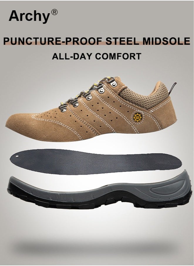Archy Men's Steel Toe Outdoor Work Shoes Anti Smashing Safety Shoes Steel Closed Toes Breathable And Puncture Resistant Labor Protection Shoes  - Image 4