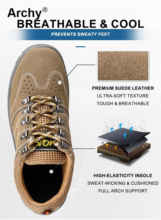 Archy Men's Steel Toe Outdoor Work Shoes Anti Smashing Safety Shoes Steel Closed Toes Breathable And Puncture Resistant Labor Protection Shoes  - Image 5