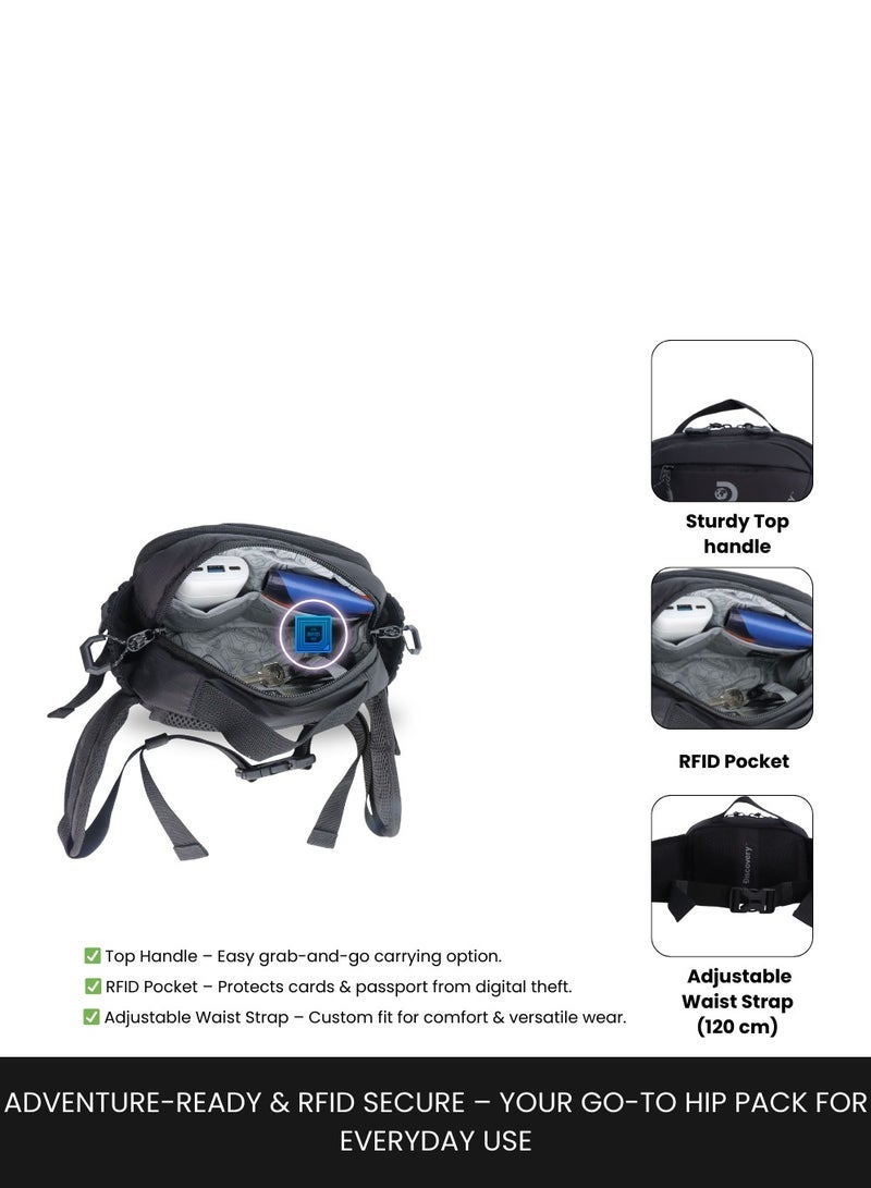 Discovery Body Spirit Nylon Ripstop Waist Bag Black for Men and Women Durable Lightweight Waterproof Hip Pack BagCrossbodySlingBelt Bag Outdoor Hiking Trekking Running Camping - Image 3