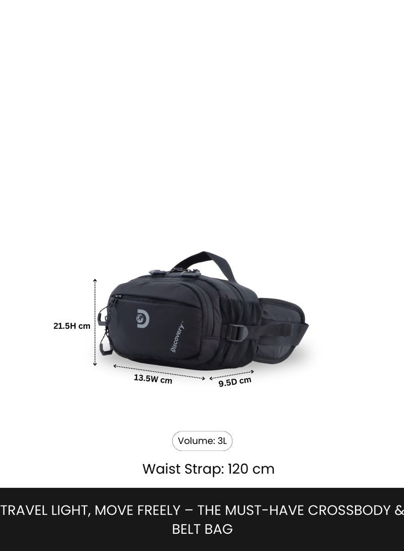 Discovery Body Spirit Nylon Ripstop Waist Bag Black for Men and Women Durable Lightweight Waterproof Hip Pack BagCrossbodySlingBelt Bag Outdoor Hiking Trekking Running Camping - Image 4