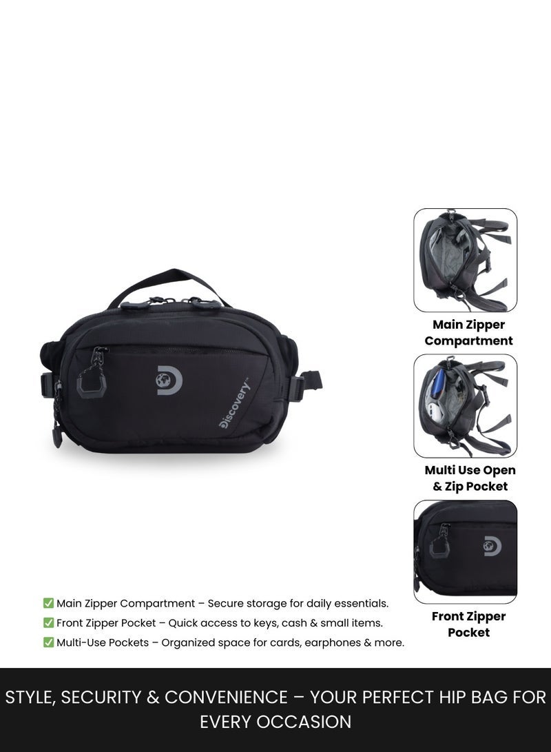 Discovery Body Spirit Nylon Ripstop Waist Bag Black for Men and Women Durable Lightweight Waterproof Hip Pack BagCrossbodySlingBelt Bag Outdoor Hiking Trekking Running Camping - Image 2