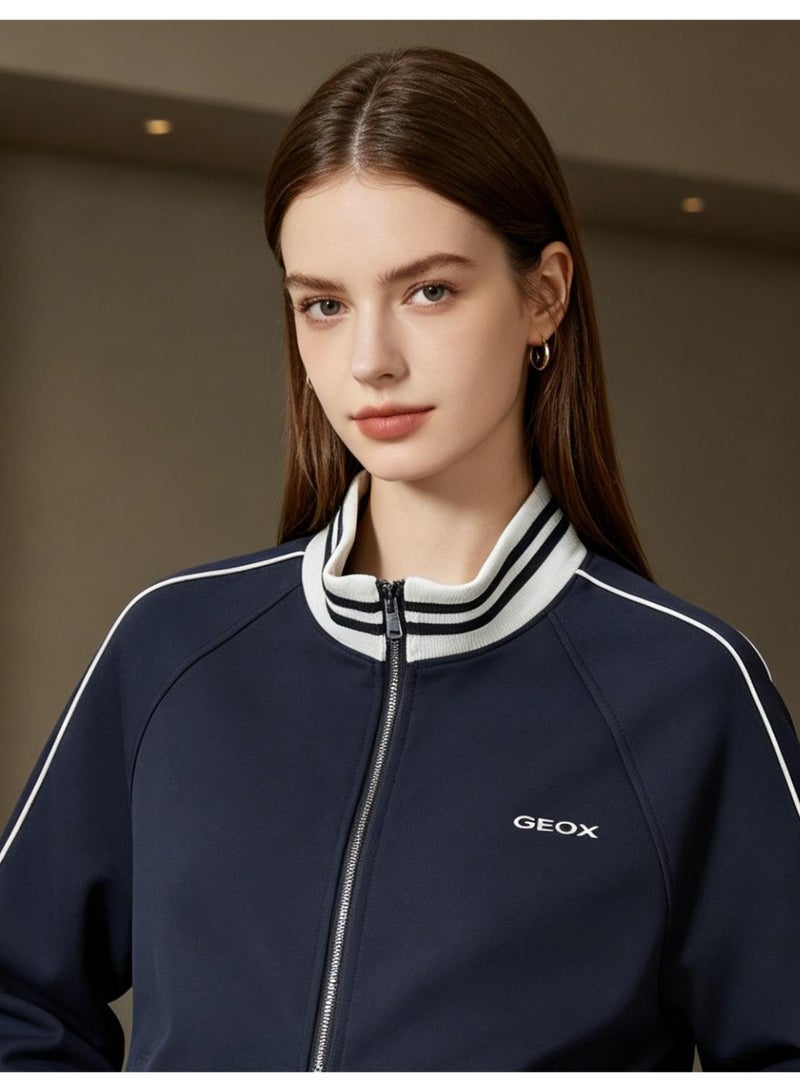 GEOX Men's Women's Stand Collar Zip Up Track Jacket Navy - Image 2