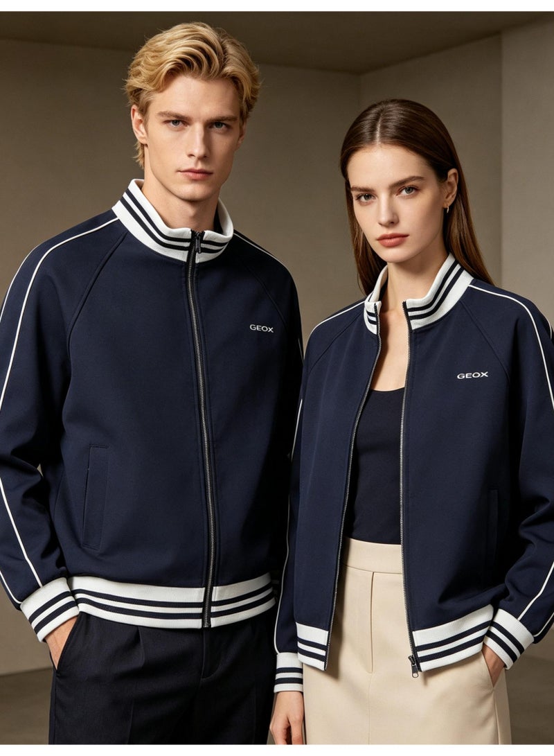 GEOX Men's Women's Stand Collar Zip Up Track Jacket Navy - Image 1