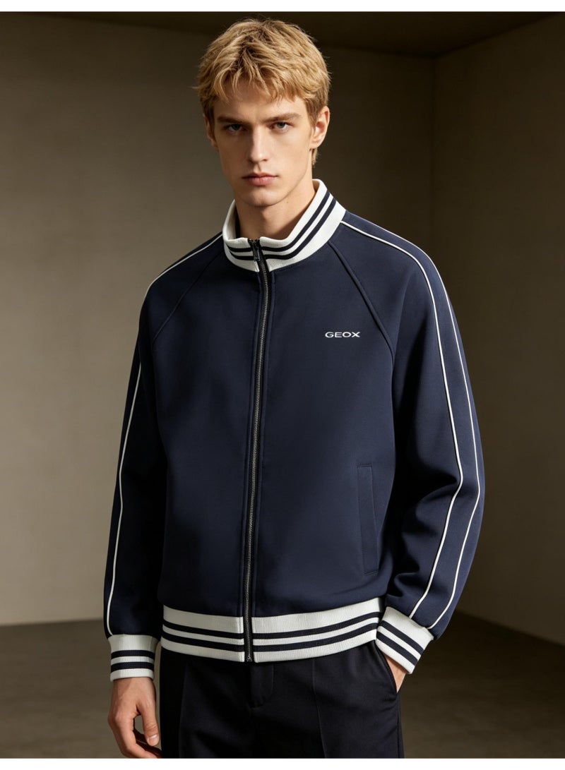 GEOX Men's Women's Stand Collar Zip Up Track Jacket Navy - Image 3