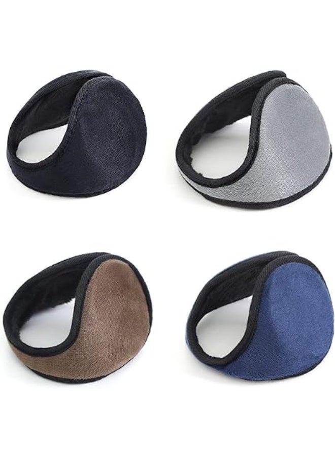 4 حزم أذنين أذنين للشتاء غامضة الصوف بطانة أذنين للرجال النساء قابل للطي فروية أذنين الشتاء - Image 1