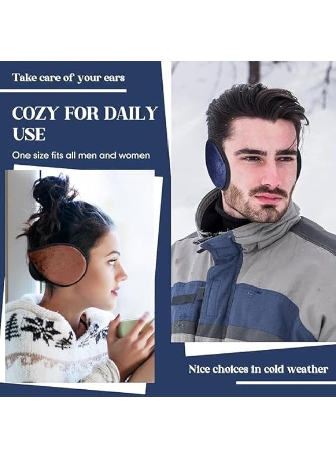 4 حزم أذنين أذنين للشتاء غامضة الصوف بطانة أذنين للرجال النساء قابل للطي فروية أذنين الشتاء - Image 5