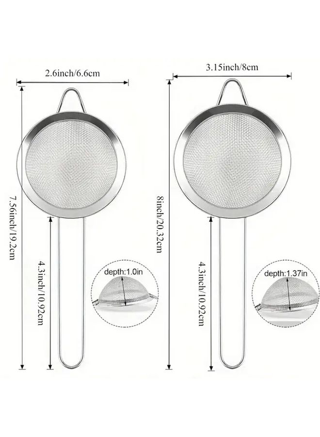 2pcs Fine Mesh Stainless Steel Sieves For Tea Flour Sugar Filtering Handles - Image 3