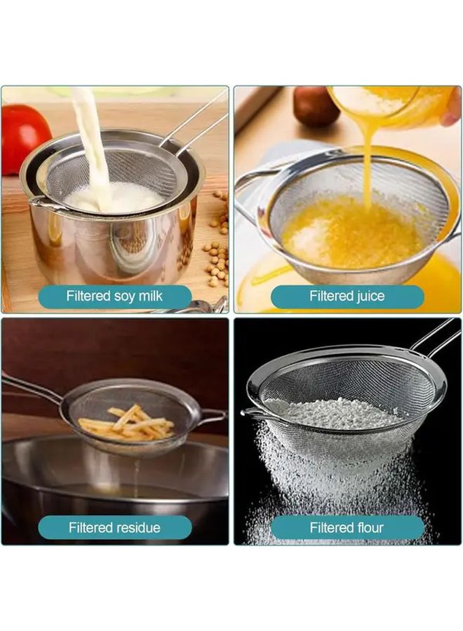 2pcs Fine Mesh Stainless Steel Sieves For Tea Flour Sugar Filtering Handles - Image 2