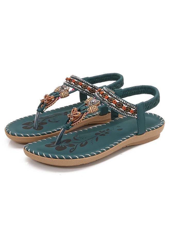 NIBEMINENT Summer  Women's Shoes Soft Large Size Female Sandal  Heels Flip Flops  Big Low Girls Flat  - Image 1