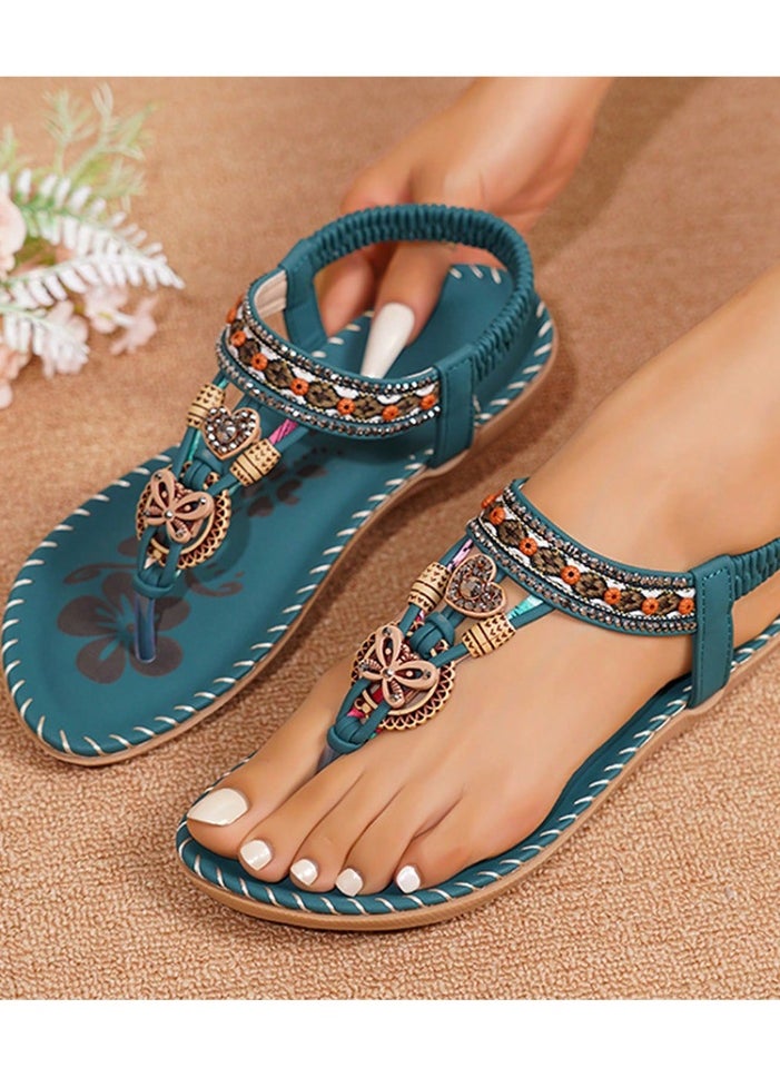 NIBEMINENT Summer  Women's Shoes Soft Large Size Female Sandal  Heels Flip Flops  Big Low Girls Flat  - Image 3