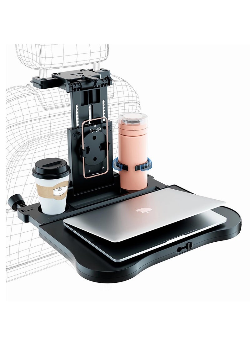 SOLARAE Car Backseat Tray Table, Foldable Tray Seat Back Laptop Desk for Car Travel, Multifunctional Car Back Seat Food Tray, Car Table with Phone Drink Holder - Image 1