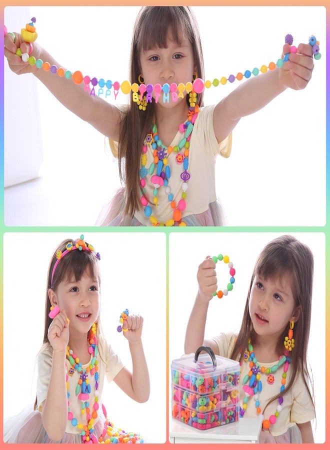 Funtopia Pop Beads, 700+ Pcs Arts and Crafts for Kids 4-6, Snap Beads DIY Bracelet Necklace Ring Anklet Set, Birthday Party Creativity Toys for Girls Toddlers Ages 3 4 5 6 (X-Large) - Image 5