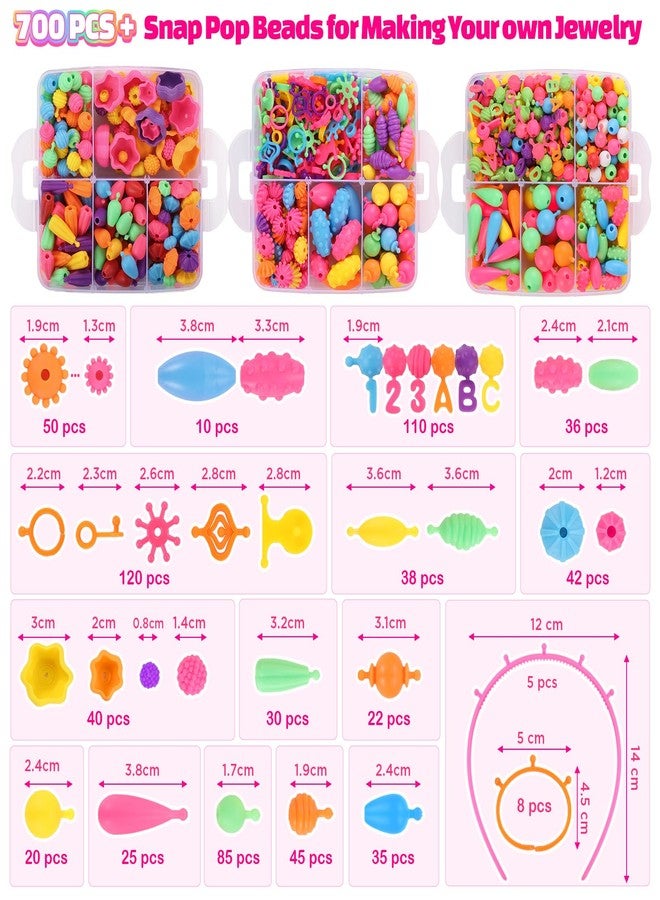 Funtopia Pop Beads, 700+ Pcs Arts and Crafts for Kids 4-6, Snap Beads DIY Bracelet Necklace Ring Anklet Set, Birthday Party Creativity Toys for Girls Toddlers Ages 3 4 5 6 (X-Large) - Image 2