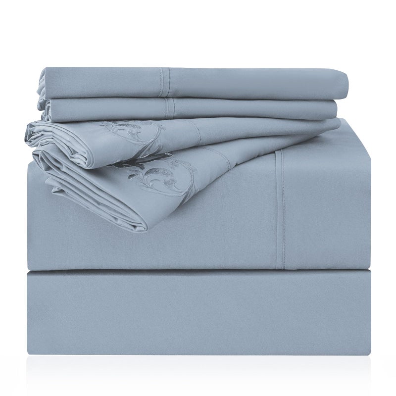 Lonava Twin XL Size Sheet-4 قطعة فندق فاخرة من الألياف الدقيقة الخالية من التجاعيد Oeko-Tex معتمدة من التنفس ومرنة 16 "" جيوب عميق سبا الأزرق - Image 1