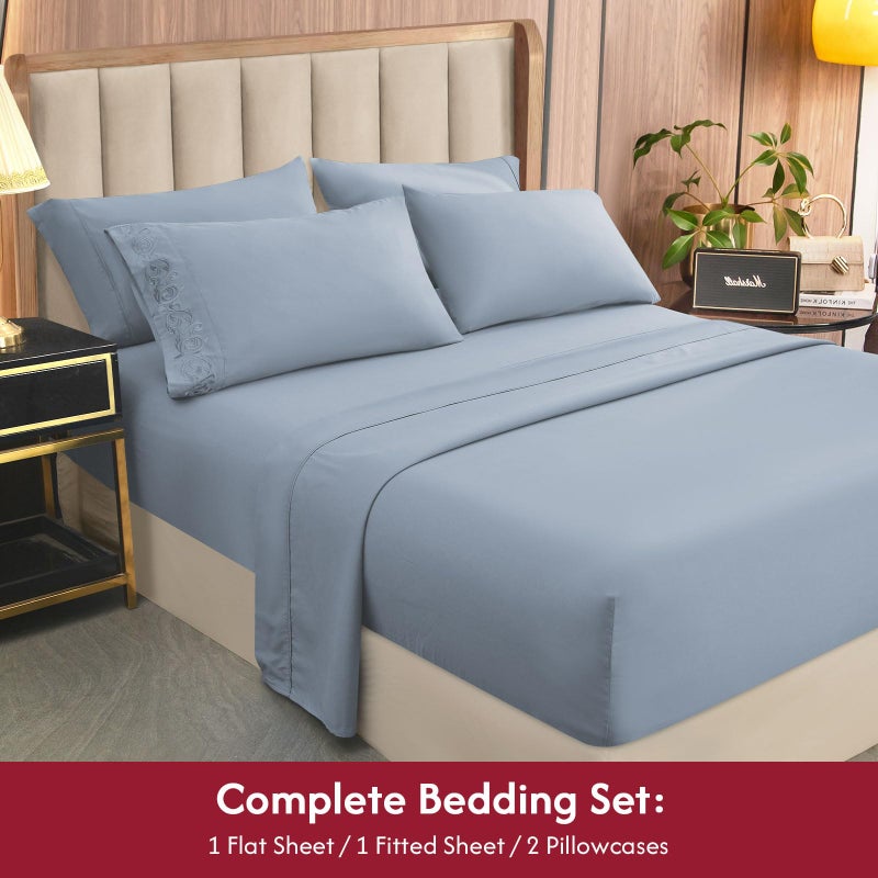 Lonava Twin XL Size Sheet-4 قطعة فندق فاخرة من الألياف الدقيقة الخالية من التجاعيد Oeko-Tex معتمدة من التنفس ومرنة 16 "" جيوب عميق سبا الأزرق - Image 5