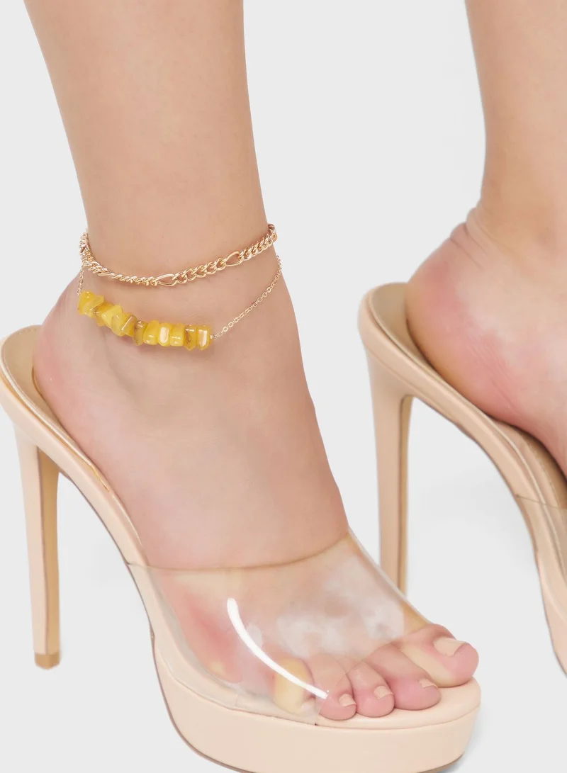 Ginger 2 Pack Beaded Chain Anklet