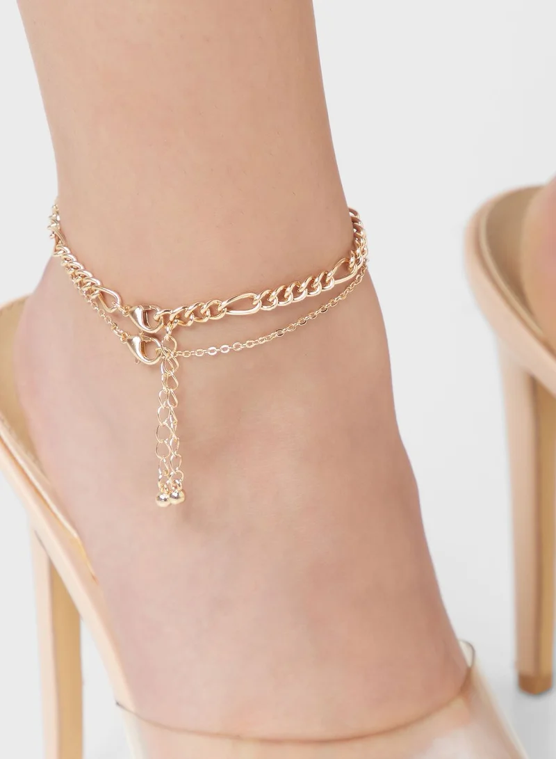 Ginger 2 Pack Beaded Chain Anklet