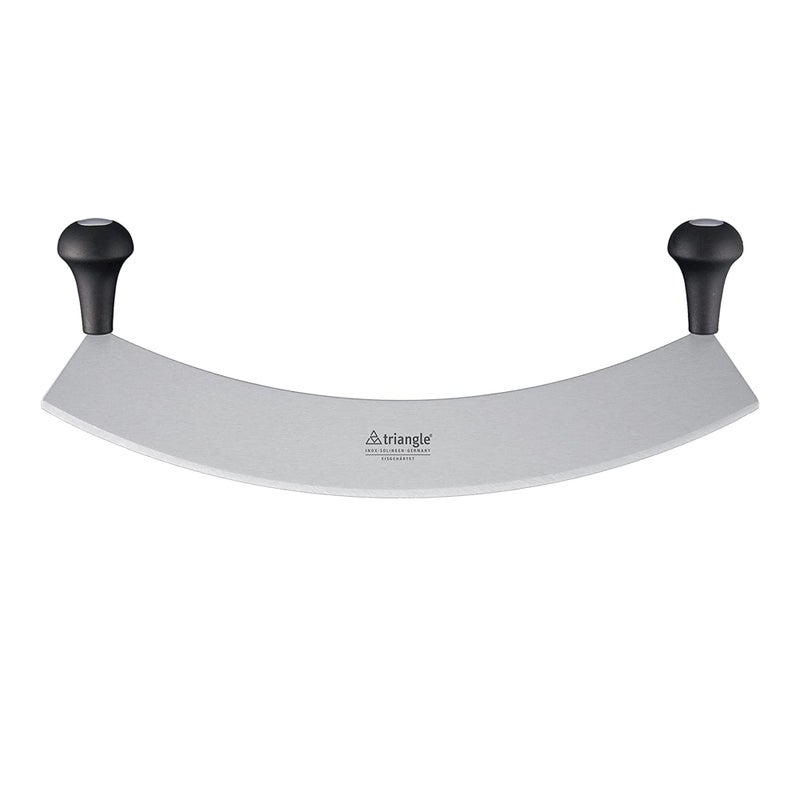 triangle Mincing Knife XL - 17.5” Tempered Stainless Steel Curved Blade - Mezzaluna Knife & Pizza Cutter - Anti-Slip, Ergonomic Handles - Made in Germany - Image 1