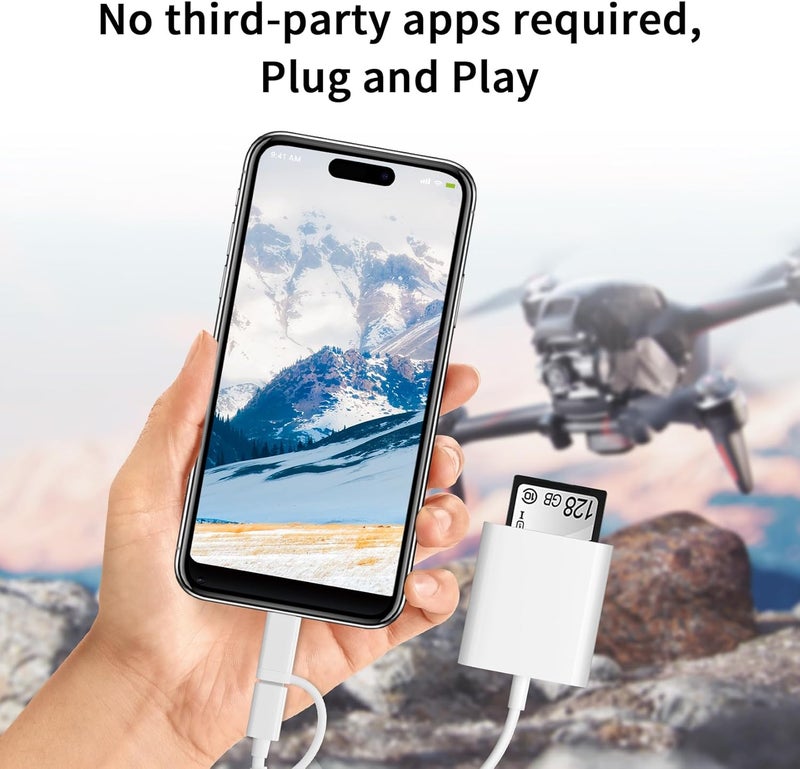 SUNTRSI SD Card Reader for iPhone iPad Camera with USB C, Dual Card Slot Memory Card Reader Supports SD and TF Card Trail Camera Viewer SD Card Adapter Portable Micro SD Card Reader No App Plug and Play - Image 5