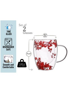 Double Walled Coffee Cups 350ml - Set of 2, Borosilicate Glass Mugs with Real Dry Flowers, Insulated Tea and Coffee Cups, Gift Set for Holiday and Valentine's Day (Red) - pzsku/ZB5D31F7C505A9C913FCCZ/45/1741459700/765057c9-26c2-43b3-b406-41b90ac37b1c