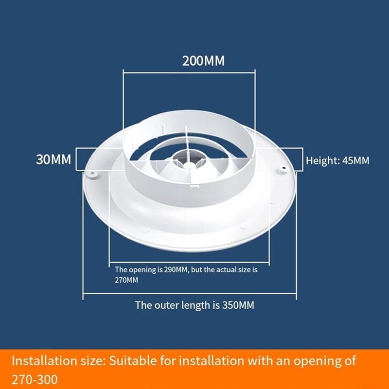 Adjustable Round Air Vent Cover White ABS Plastic Wall Ceiling Mount Ventilation Control - Image 3