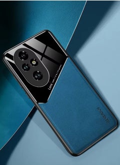 Generic Case Compatible With Honor 200 Pro 5G, Cover Luxury Leather And Glass With Car Magnetic Holder Phone Cover Soft Frame Silicone - Blue  - Image 1