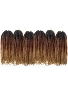 Marley Hair 18 Inch Marley Twist Hair Afro Twist Marley Braiding Hair For Faux Locs Crochet Hair Synthetic Hair Extensions(6Packs 1B/30/27 18Inch)