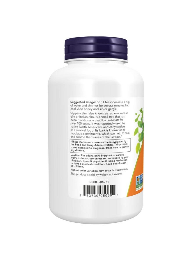 now Supplements Slippery Elm Powder (Ulmus Rubra) Nongmo Project Verified Herbal Supplement 4Ounce - Image 4