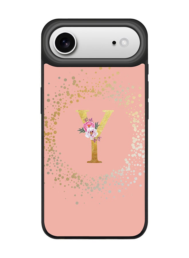 Stylizedd iPhone Air Case, [Compatible with MagSafe] Slim Magnetic cover Phone Case iPhone Air -Custom Monogram Floral - Y  (Rose Pink ) - Image 1