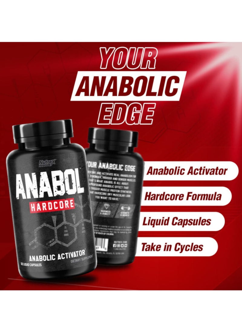 Nutrex Research - أنابول هاردكور، منشط بناء العضلات، 60 كبسولة - Image 1