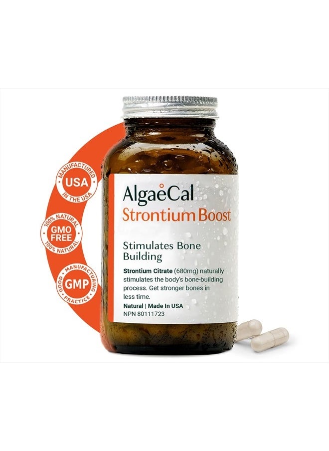 ALGAECAL AlgaeCal - Strontium Boost, Natural Strontium Supplement for Bone Density Increase, Strontium Citrate 680 mg, Easy to Swallow for Bone Health & Bone Strength, Gluten-Free - Natural 60 Veggie Caps  - Image 1