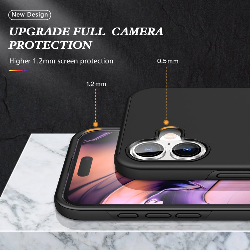 HuHa Protective Cover For iPhone 16 PC + TPU Magnetic Phone Case with Invisible Ring Holder(Black) - Image 5