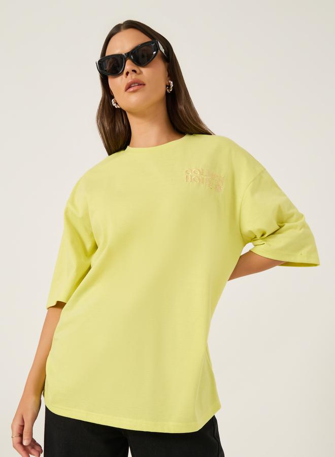 Styli Embroidered Short Sleeve Oversized T-Shirt - Image 1