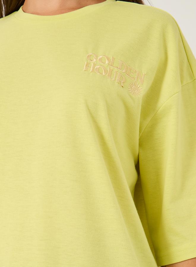 Styli Embroidered Short Sleeve Oversized T-Shirt - Image 3