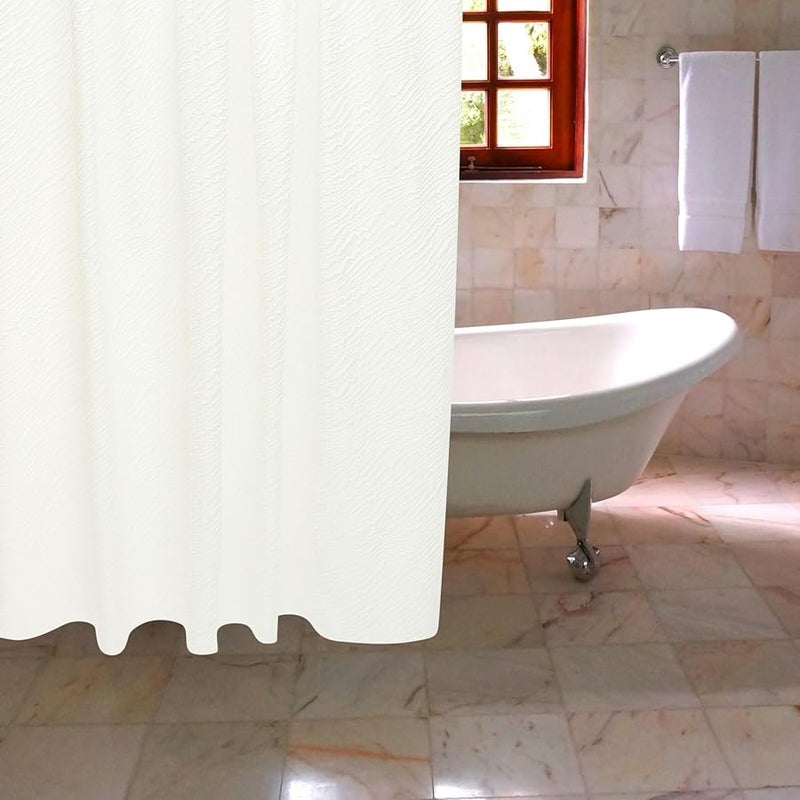 ستارة دش بيضاء مقاومة للماء من البوليستر 180×180 سم لديكور حوض الاستحمام والحمام - Image 4
