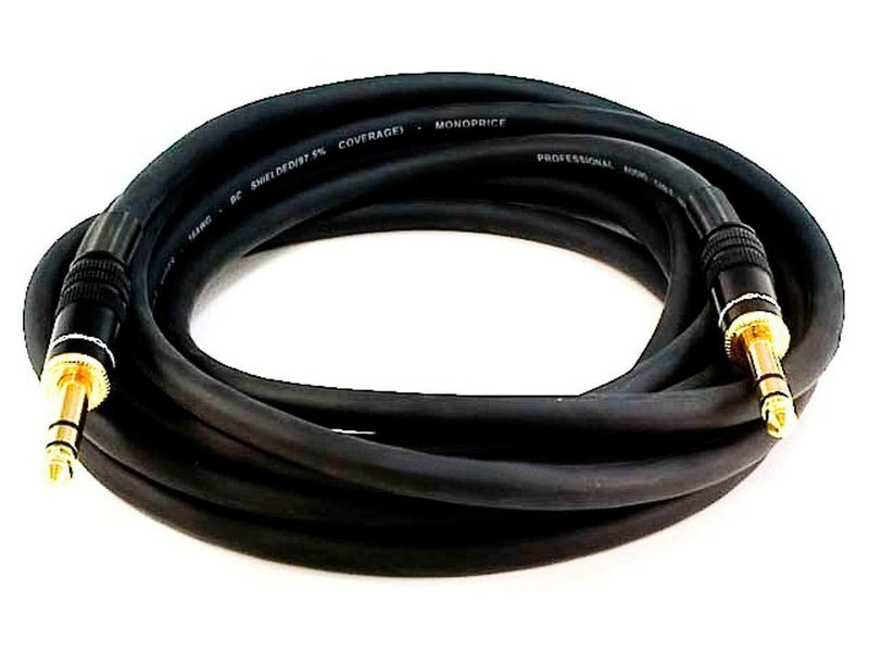 Monoprice 1/4-Inch TRS Male to 1/4-Inch TRS Male Cable - 1.5 Feet- Black, 16AWG, Gold Plated - Premier Series - Image 3