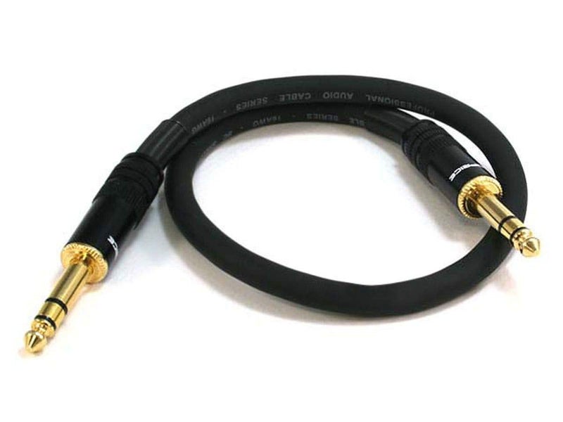 Monoprice 1/4-Inch TRS Male to 1/4-Inch TRS Male Cable - 1.5 Feet- Black, 16AWG, Gold Plated - Premier Series - Image 1