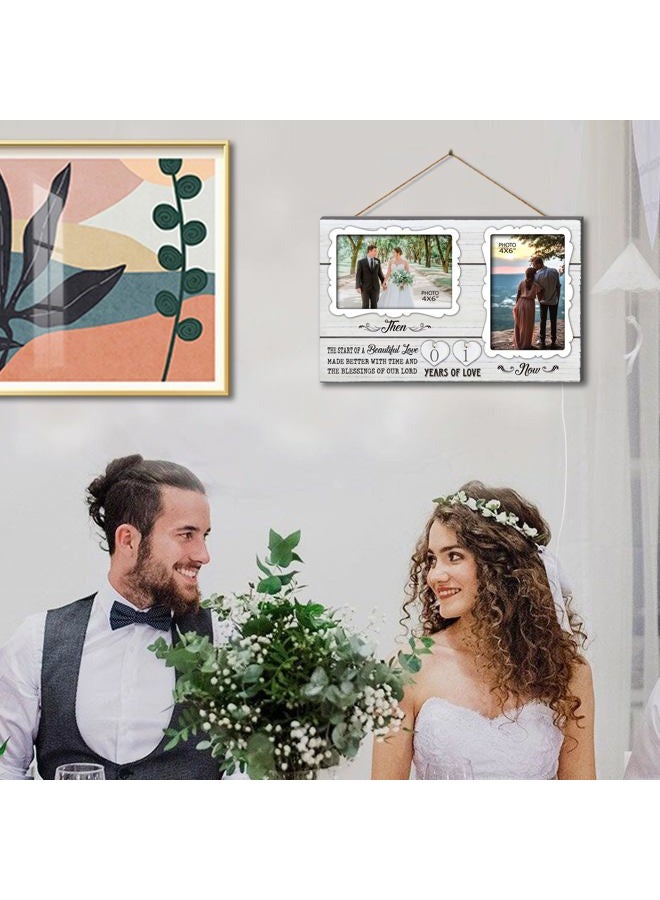 EXQUIDECA Wife and Husband Picture Frame Holds 4X6 and 3.5X5 Inches White Farmhouse,1-99 Years of Love Anniversary Wedding Marriage Blessing Gifts for Couples - Image 2