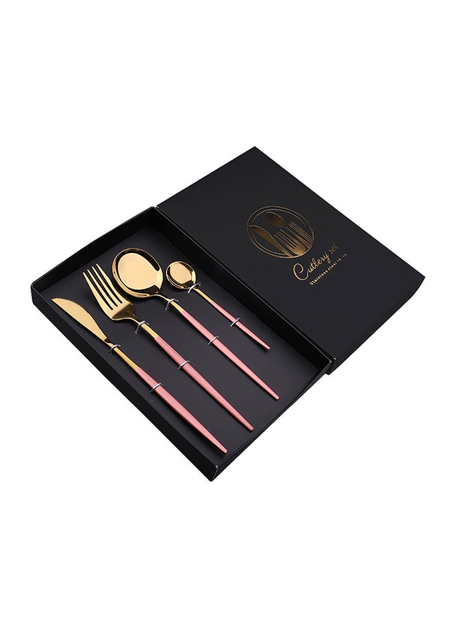 4-Piece Simple Design Cutlery Gift Set Pink/Gold 25x16x 3.5cm - Image 1