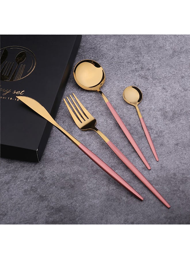 4-Piece Simple Design Cutlery Gift Set Pink/Gold 25x16x 3.5cm - Image 2