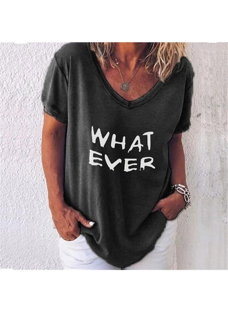Generic - Summer 2024 Womens Plus Size Letter Print Tee Pink - Image 1