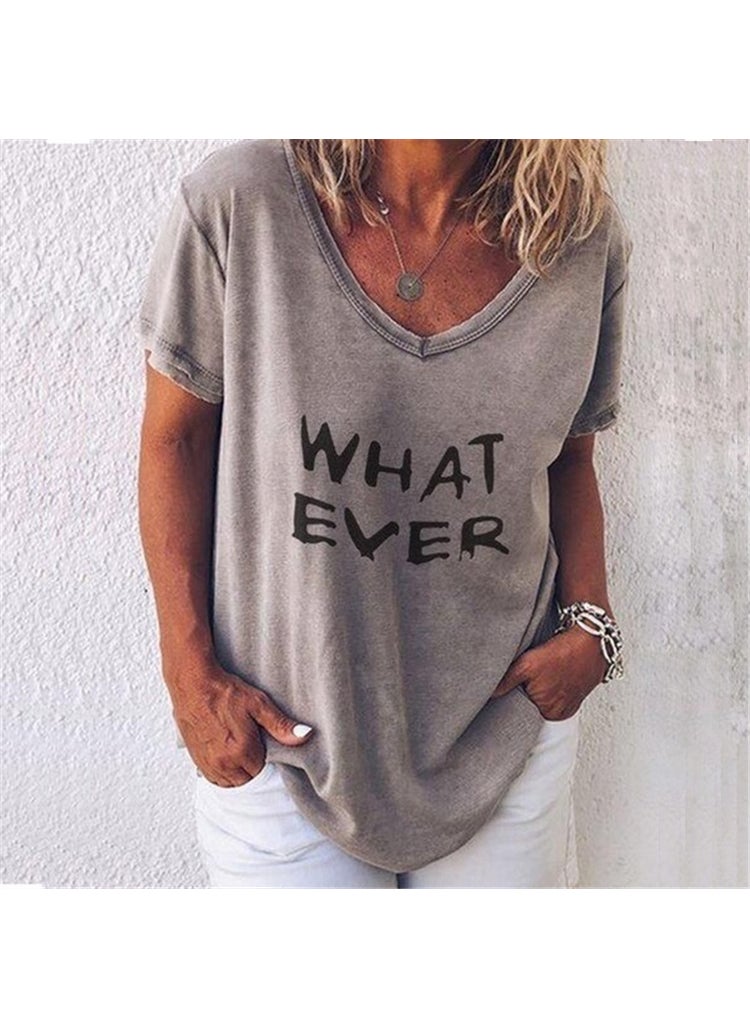 Generic - Summer 2024 Womens Plus Size Letter Print Tee Pink - Image 1