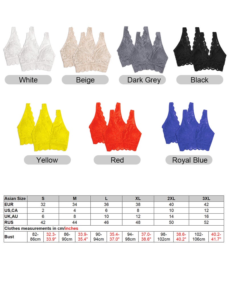 Wirefree Soft Bra: Royal Blue Large Full-Coverage Cups - No Wire Wide Non-Rolling Below-Bust Brim Slim Fit Lace Bra for Women Yoga Sleep Daily Wear - Image 2