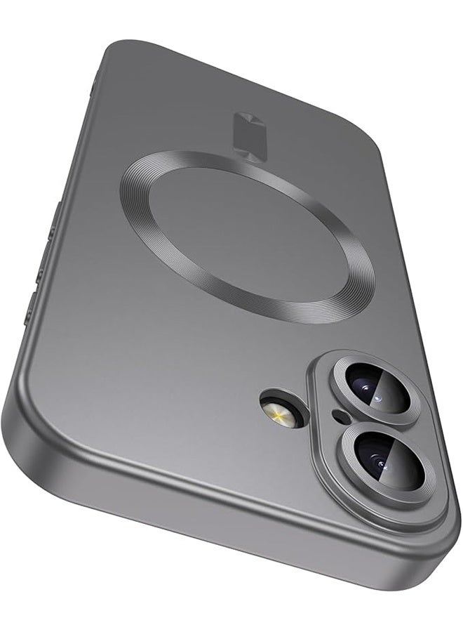 حالة مغناطيسية لآيفون 17، [توافق مع MagSafe] [حماية عدسة الكاميرا المدمجة] [خفيفة ورفيعة] حافظة سيليكون ناعمة مقاومة للصدمات ذات لمعان معدني لآيفون 17 مقاس 6.3 بوصة، رمادي - Image 1