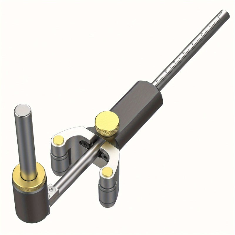 Gray Wood Scribe Tool Ruler Dual Purpose Linear Arc Parallel Line Drawing Measuring Gauge - Image 2