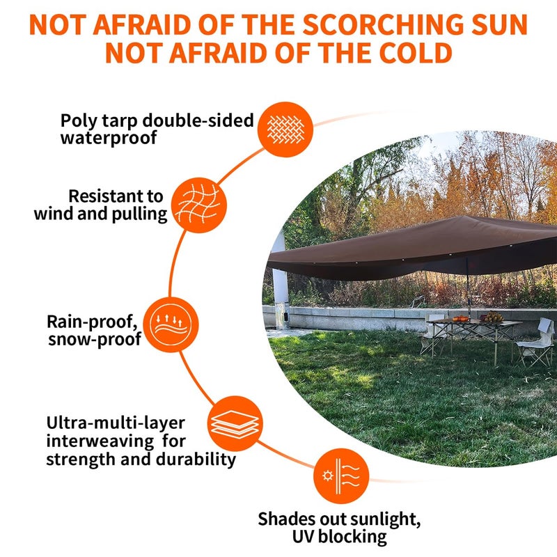 WUPUSDER Tarps Heavy Duty Waterproof 12x12ft, 16Mil Poly Tarps with Grommets, UV Resistant, Brown Multipurpose Tarpaulin with Reinforced Edges, Camping, Outdoor Coverings - Image 4