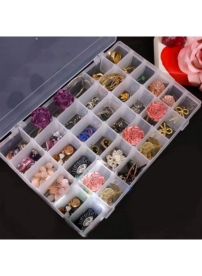 Rylan Plastic 36 Grid Cells Multicolorpurpose Jewelry Organizer Rectangular Storage Box, with Adjustable Dividers, Transparent Storage Organizer Box for Jewelry Beads Earring - Image 1